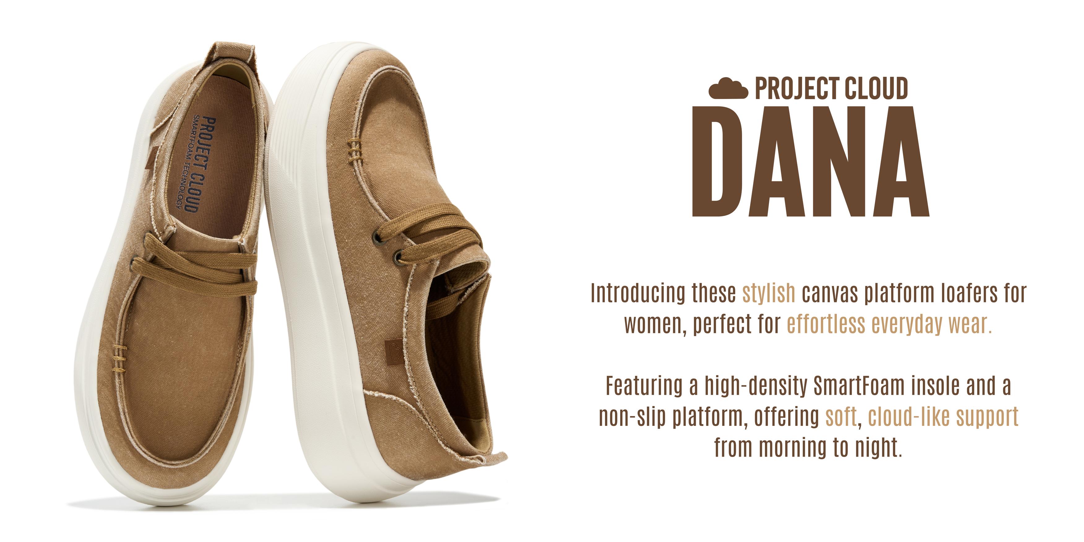 Project Cloud Women's | Canvas Platform Loafers | Smart Foam Insole | Lightweight | Non-Slip - Dana