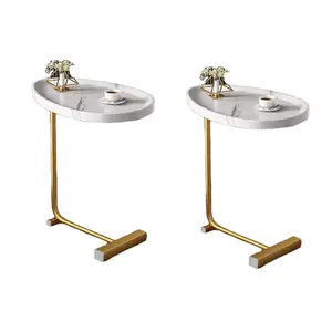 White C-shaped Side Table set of 2, C Shaped End Table, Side Table for Couch and Bed, Small Side Table for Small Spaces