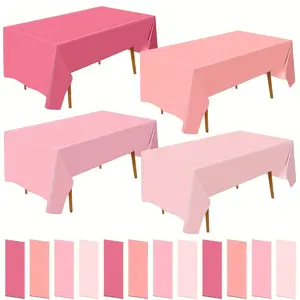 A 4-piece set of pink gradual change disposable tablecloths, these rectangular plastic tablecloths, measuring 54X108 inches, are perfect for weddings, birthdays, graduation parties, princess parties, Decoration.
