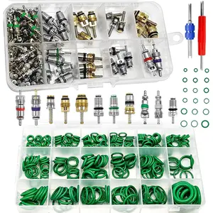 A/C Repair Kit, 270 count O-Ring Set + 102 count  Air Conditioner Valve Core Kit with Double  Install Tool, A/C R12 R134a Refrigeration Tire Valve Stem Cores, O-Ring Seals Kit