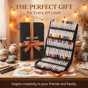 48Colors Acrylic Paint Marker Set (Painting Kit), Waterproof Soft Tip Acrylic Markers, Premium Multi-Surface Paint Pens, Coloring & Art Supplies. outdoorfun