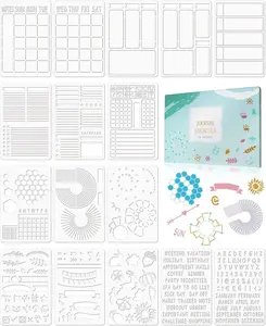16 count Journal Stencils Set - Time Saving  Journaling Supplies/Accessories Kit - Productivity Planner Stencil for  Journal Stencils A5 Dotted Journals