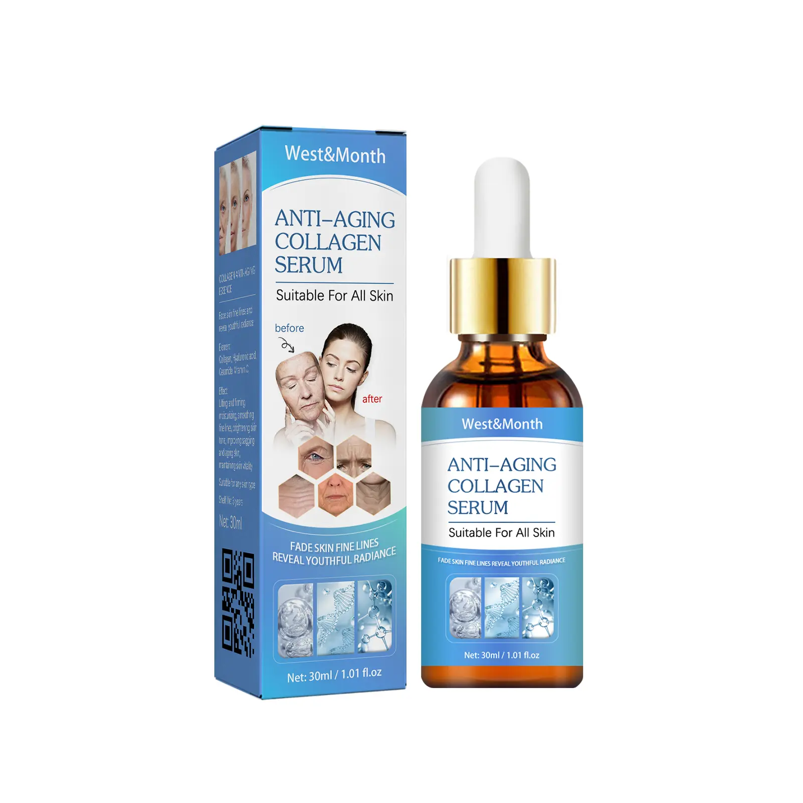West & Month Collagen Facial Essence Lightens Facial Fine Lines, Firming Skin, Improving Skin Darkness