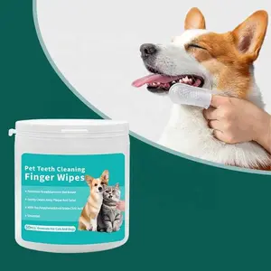 Eco-Friendly Dental Wipes - Safe & Gentle Finger Wipes for Dogs & Cats - Biodegradable & Natural Ingredients - 50 Pcs/Container for Effortless Oral Care