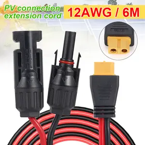 6M Solar Charge Cable Adapter XT60 to Solar Male Female Connector Extension Wire PVC 12AWG for Battery Pack