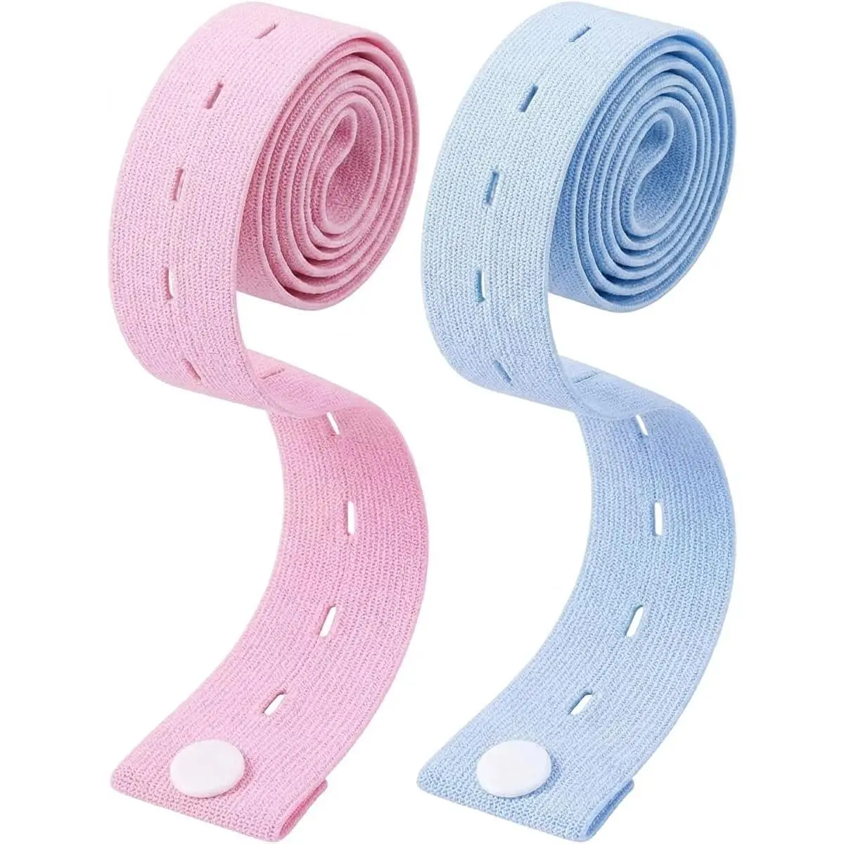 Elastic Clothing Organizer Straps for Hangers, Adjustable Closet Space Saver, Clothes Bundler with Button, Travel Packing Straps for Wardrobe & Luggage (Blue+Pink)