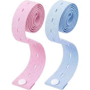 Elastic Clothing Organizer Straps for Hangers, Adjustable Closet Space Saver, Clothes Bundler with Button, Travel Packing Straps for Wardrobe & Luggage (Blue+Pink)