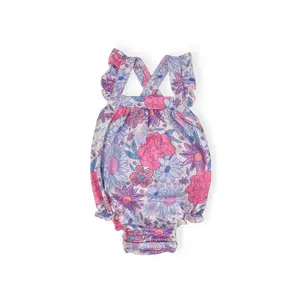 Sweet Springtime Ruffle Cross Back Romper