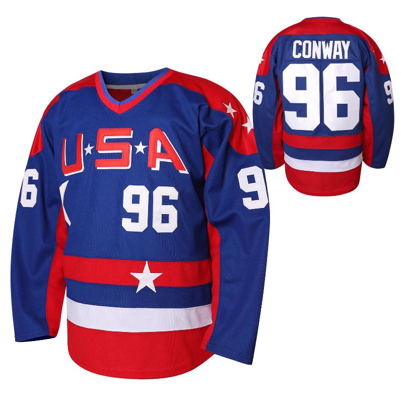 Mighty Ducks Men's Hockey Jersey #96 Conway #99 Banks #33 Goldberg Green Black Polyester Fiber Breathable Comfortable Ideal Gift for Ice Hockey Fans