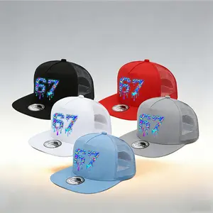 Summer Breathable Baseball Cap Mesh Flat Brim Hip Hop Hat Adjustable Snapback Unisex for Outdoor Sports Fashion