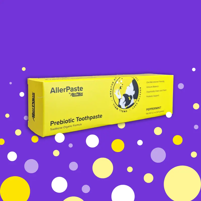 AllerPaste Prebiotic Toothpaste - Support for Oral probiotics and The Immune System, Long Lasting Sinus Health (Peppermint, 4.2 oz) Supplies Clean