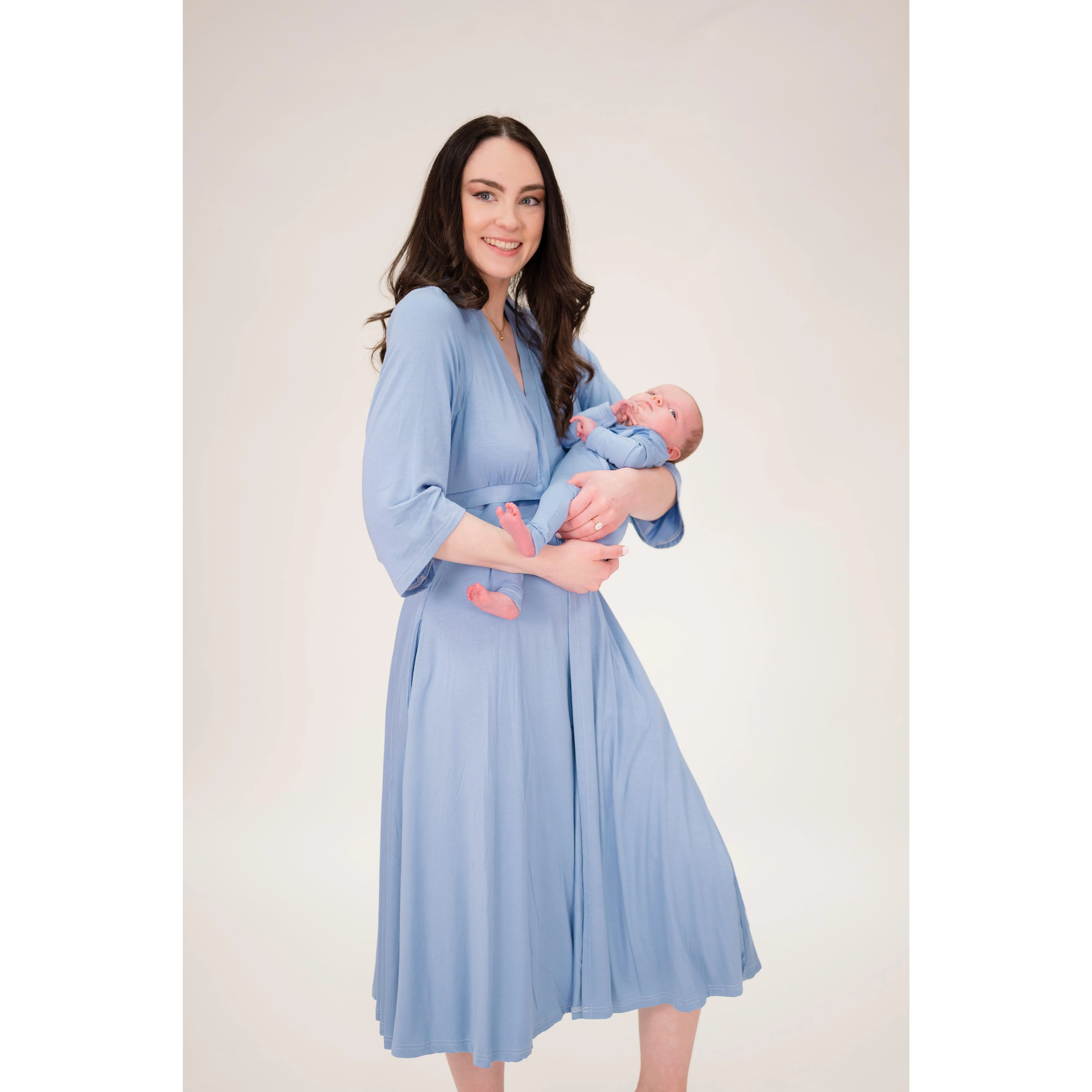Lila Labor & Postpartum Gown in Periwinkle Blue Lila Labor & Postpartum Gown in Periwinkle Blue