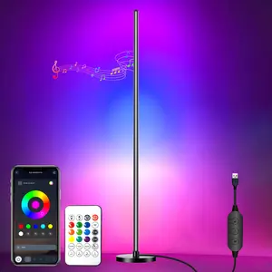 Corner Floor Lamp, Smart RGB LED Corner Lamp with App & Remote, Modern Floor Lamp with 16 Million Colors, Music Sync, Scene Modes, Color Changing Standing Lamps for Living Room, Bedroom