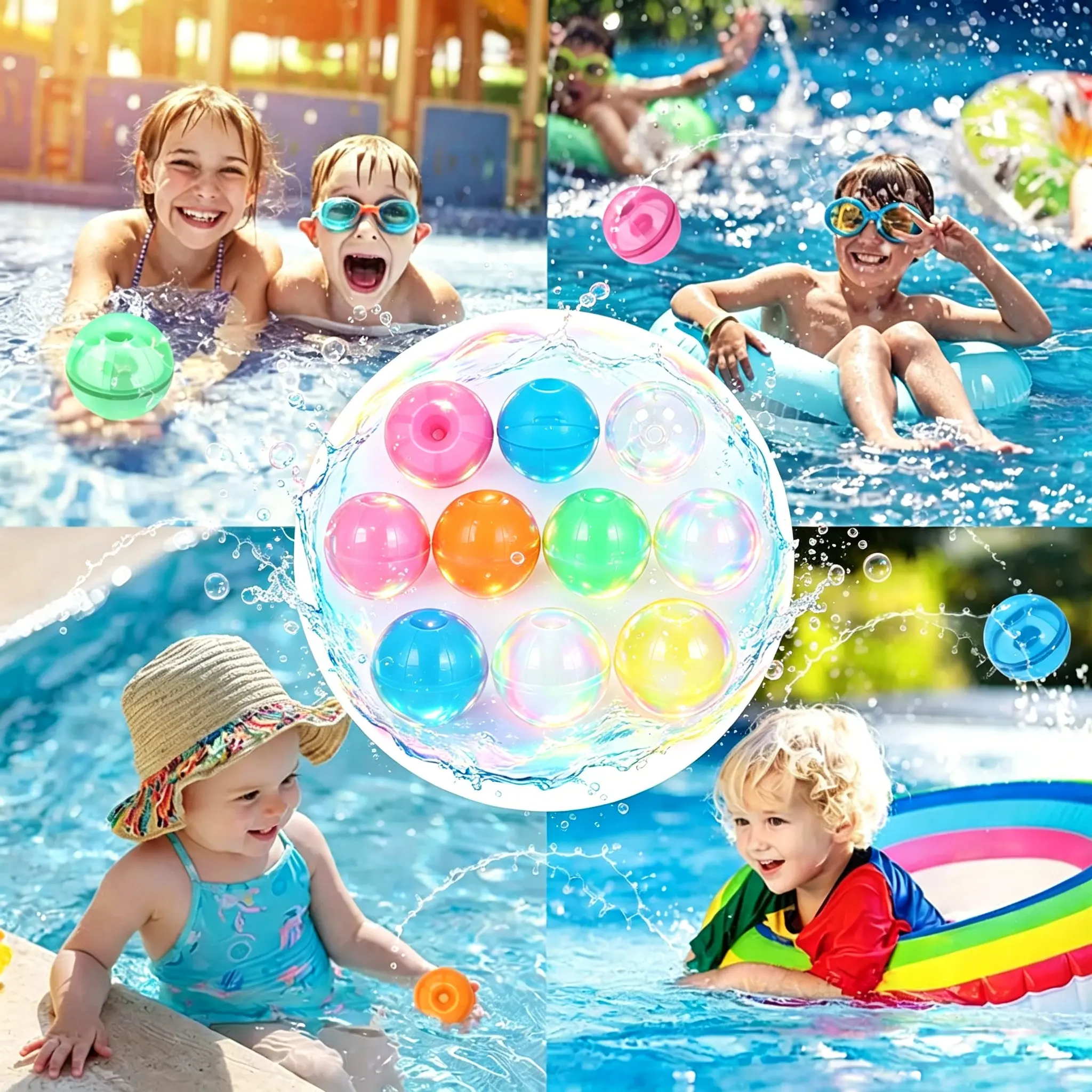 Happy Reusable Magnetic Water Bomb Balloons - donut design, high-quality silicone