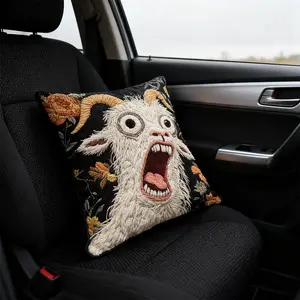 Quirky Goat Pillow Case – Decorative Throw Pillow Cover for Home & Car! Instantly Upgrade Your Seats & Sofas with a Fun, Eye-Catching Design | Pillow Insert Not Included