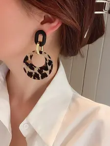 Vintage Leopard Print Hoop Earrings, Fashionable Jewelry for Women, Daily Clothing Decor, Trendy All-match & Exquisite Jewelry for Birthday Gift