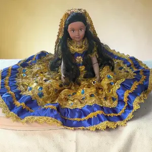 26" Large Gitana Spiritual Doll - Santeria Yoruba Religious Ornament, Dos Aguas Oshun Yemaya Blue and Yellow Altar Decoration, Home Religious Decor