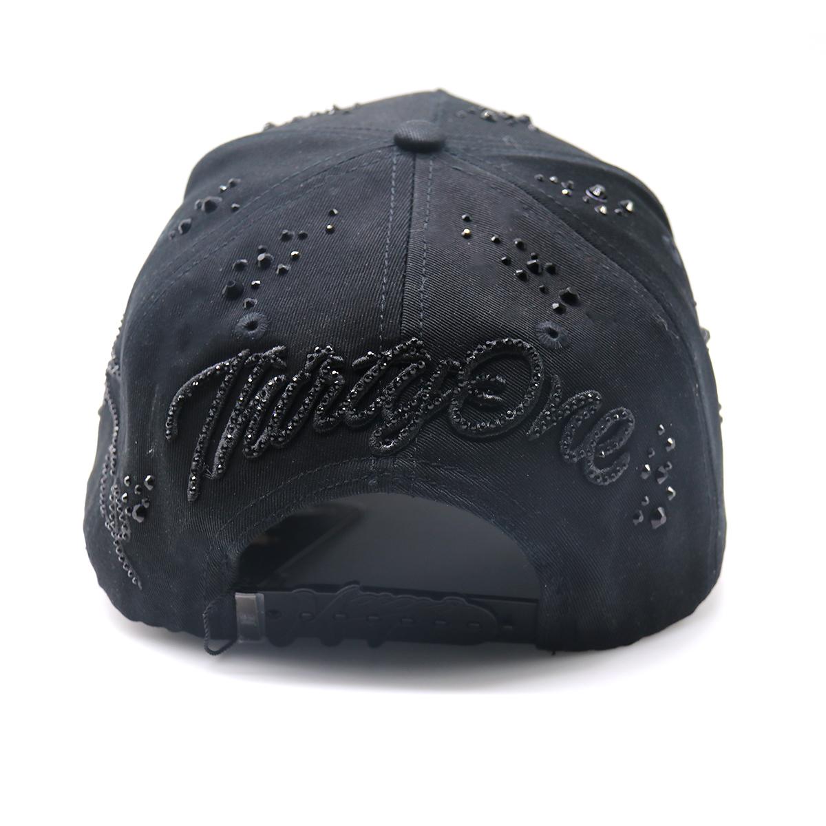 Black Bling Baseball Cap with 3D M Letter - Hip Hop Streetwear Hat