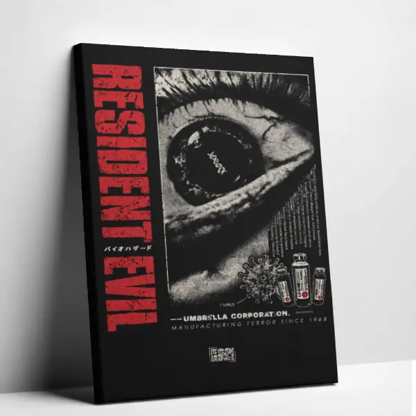 Resident Evil (1996) Original Nightmare Canvas Wall Art, Vintage Laboratory Blueprint Poster for Gaming Room Decor