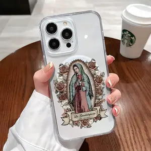 Virgen De Guadalupe Pattern Clear Wireless Charging Protection Shockproof Slim Magnetic Phone Case For iPhone 17 16 15 Pro Max 14 13 12 11 X Plus Air Virgin Mary Maria