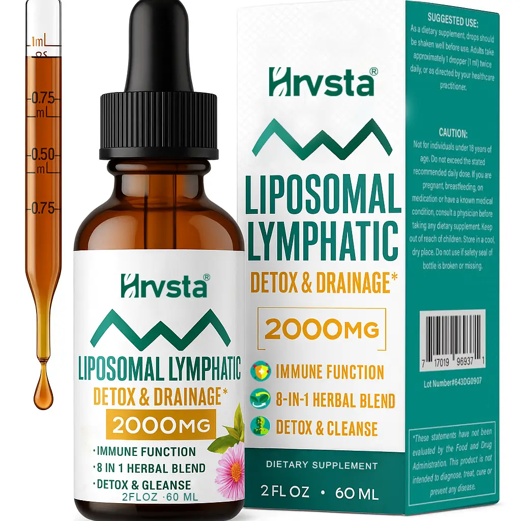 Liposomal Lymphatic Drainage Drops - Immune and Lymphatic Support Supplements - Detox Cleanse - Lymphedema Relief - PureLymphSwell Blend,Echinacea & D
