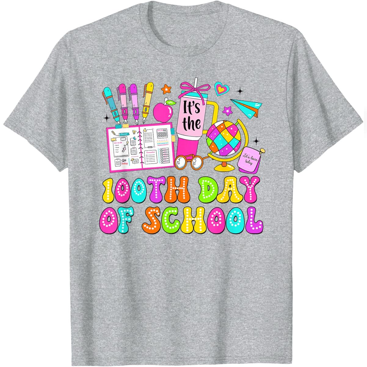 100th Day Of School Teacher Girl Student Happy 100 Days T-Shirt Comfy Everyday T-Shirt