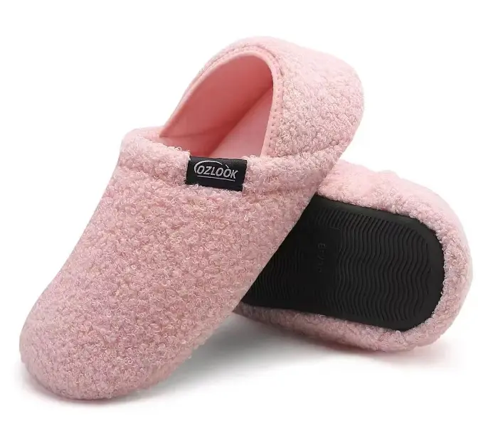 Women's Unisex Winter Warm Slippers - Polyester-Nylon Fabric, Flexible Sole, Non-Slip Easy Slip-On Slides, Portable Foldable Heel, Indoor-Outdoor Party-Business Footwear