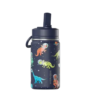 Hydrapeak 14oz Mini Kids Water Bottle with Straw Lid & Handle, Leak-Proof Insulated Drinkware, Great for School, Portable