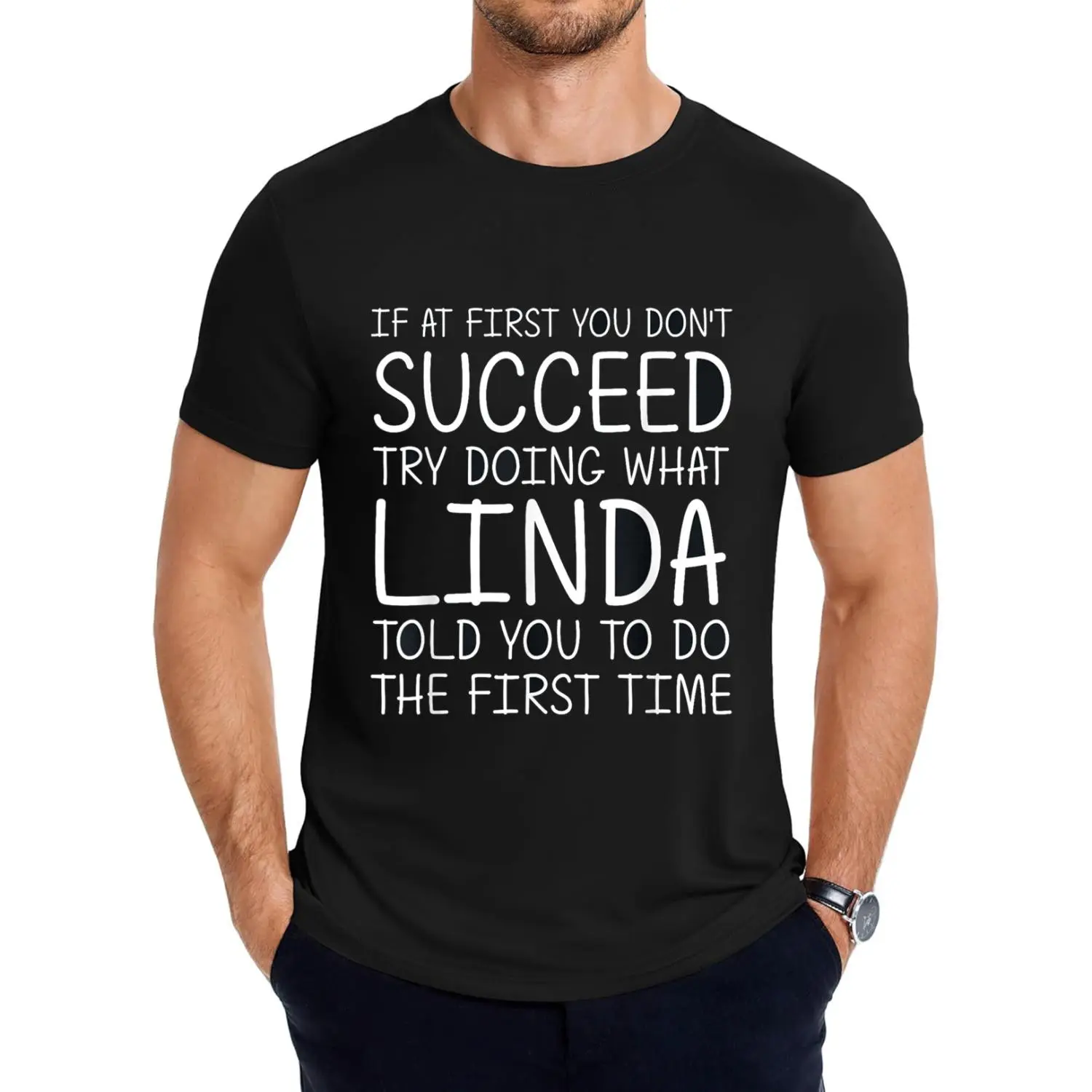 Men's Casual Round Neck Short-Sleeve Customized Edition Graphic T-Shirt - Lightweight Menswear Top, Linda Personalized Funny Joke Tshirt, Ideal Gift for Birthday, Christmas, Shortsleeve, Graphic T Shirts, Customized Edition Men's Short-Sleeve T-Shirts
