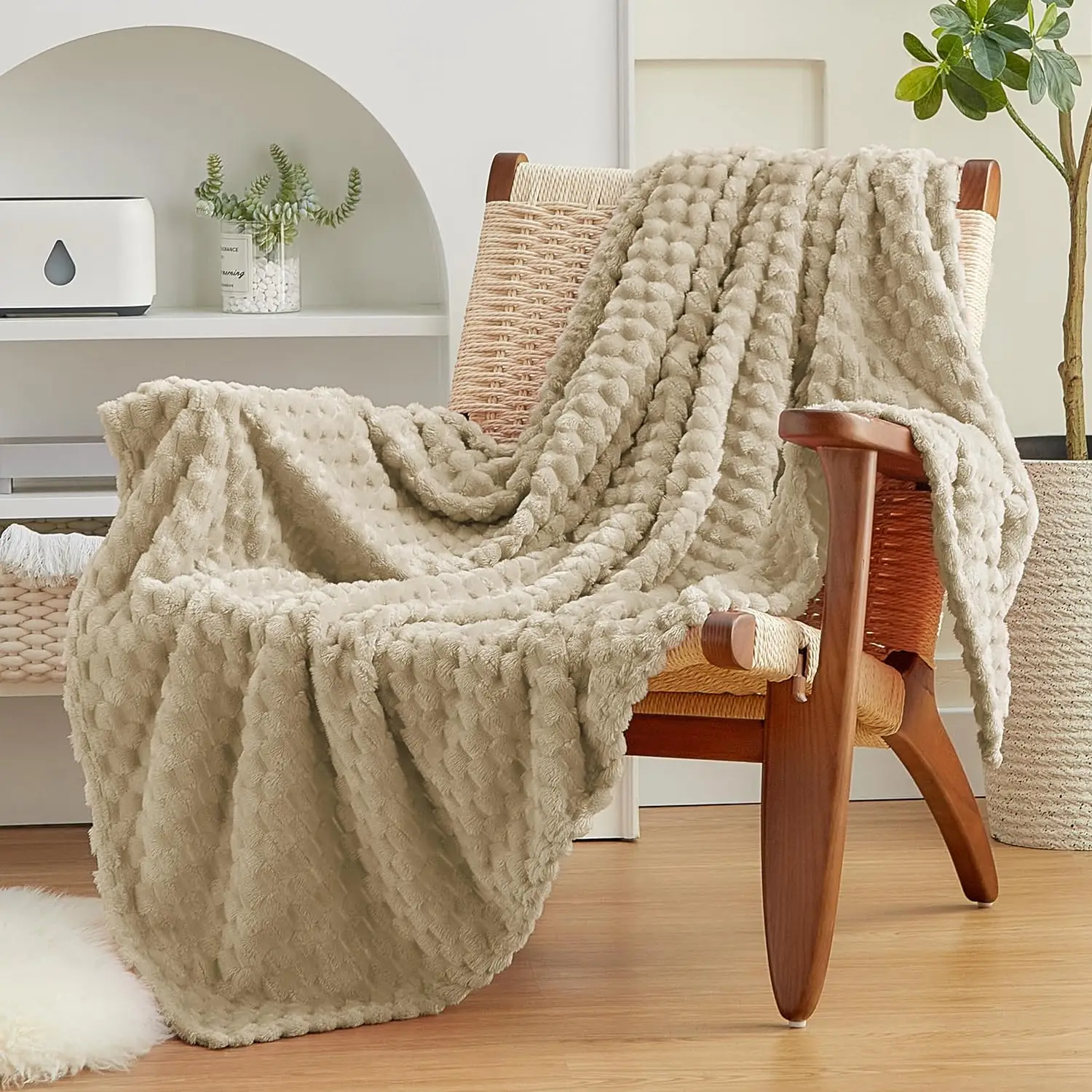 Solid Color Jacquard Throw Blanket, Super Soft & Cozy Warm Fuzzy Blanket, Soft Blanket for Couch & Bed, Christmas Decor, Home Decor, Christmas Gifts,