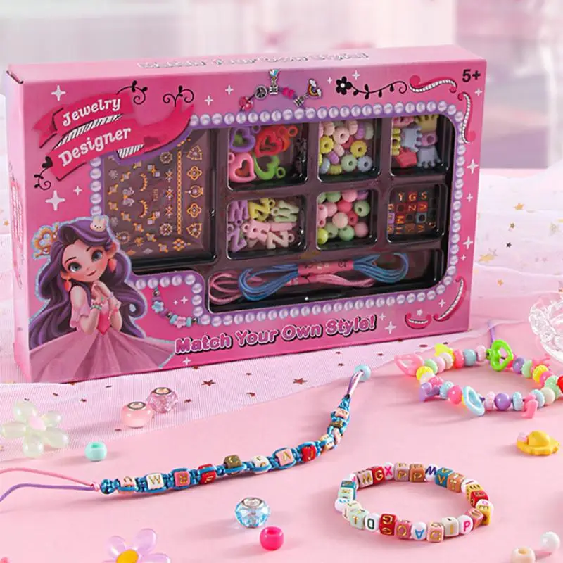 DIY Beaded Jewelry Making Kit, 1 Box Accessories Making Kit for Kids, Educational Handmade Toy, Beaded Bracelet Necklace Jewelry Nail Sticker Set