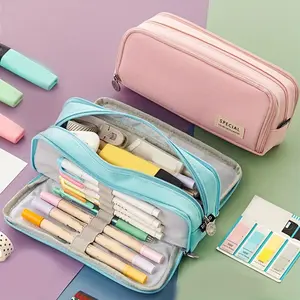 Large-Capacity Three-Layer Pencil Case Stationery Box - Multi-Functional, Organized, and Stylish Design for Junior High School and High School Students。Perfect for Back to School Essentials