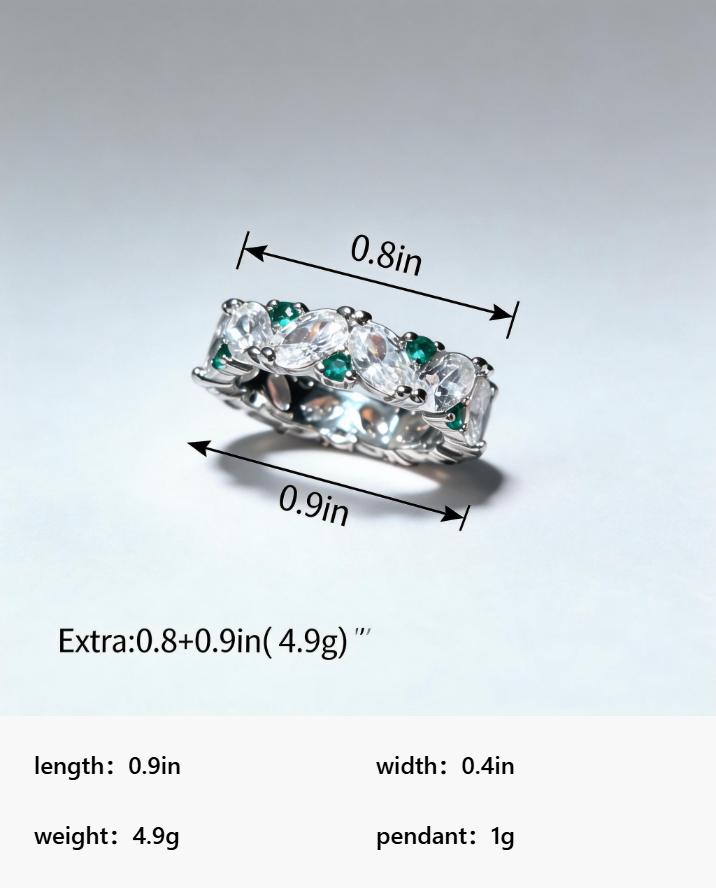 Hypoallergenic Marquise Emerald Eternity Ring for Sensitive Skin, Sparkling CZ Stackable Band, Safe Gift for Women with Allergies, Comfortable for All-Day Wear, Daily & Formal Occasions