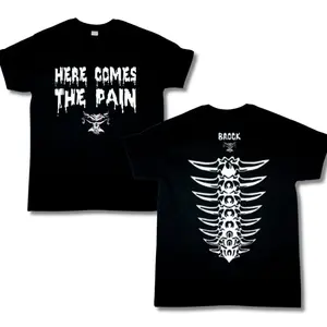 Brock Lesnar "Here Comes the Pain" T-Shirt – WWE Graphic Tee with Spine Design, Wrestling for Fans and Collectors, 2 Sides.