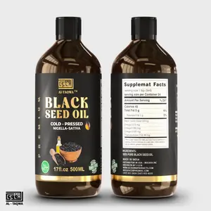 Al-Taqwa Premium Black Seed Oil 500 ML - 100% Natural Cold Pressed Nigella Sativa for Immune Support & Digestion - GMO Free Dietary Supplement - Pakistan Origin