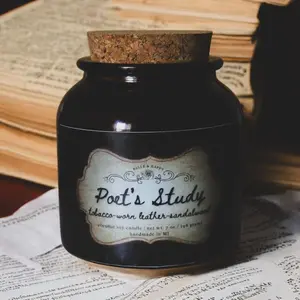 Dark Academia Candle | Leather Scented Coconut Soy Candle | Cozy Reading Candle | Literary Gift for Him | Poet’s Study