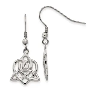 Sophia Jewelers Stainless Steel Heart Trinity Knot Dangle Earrings