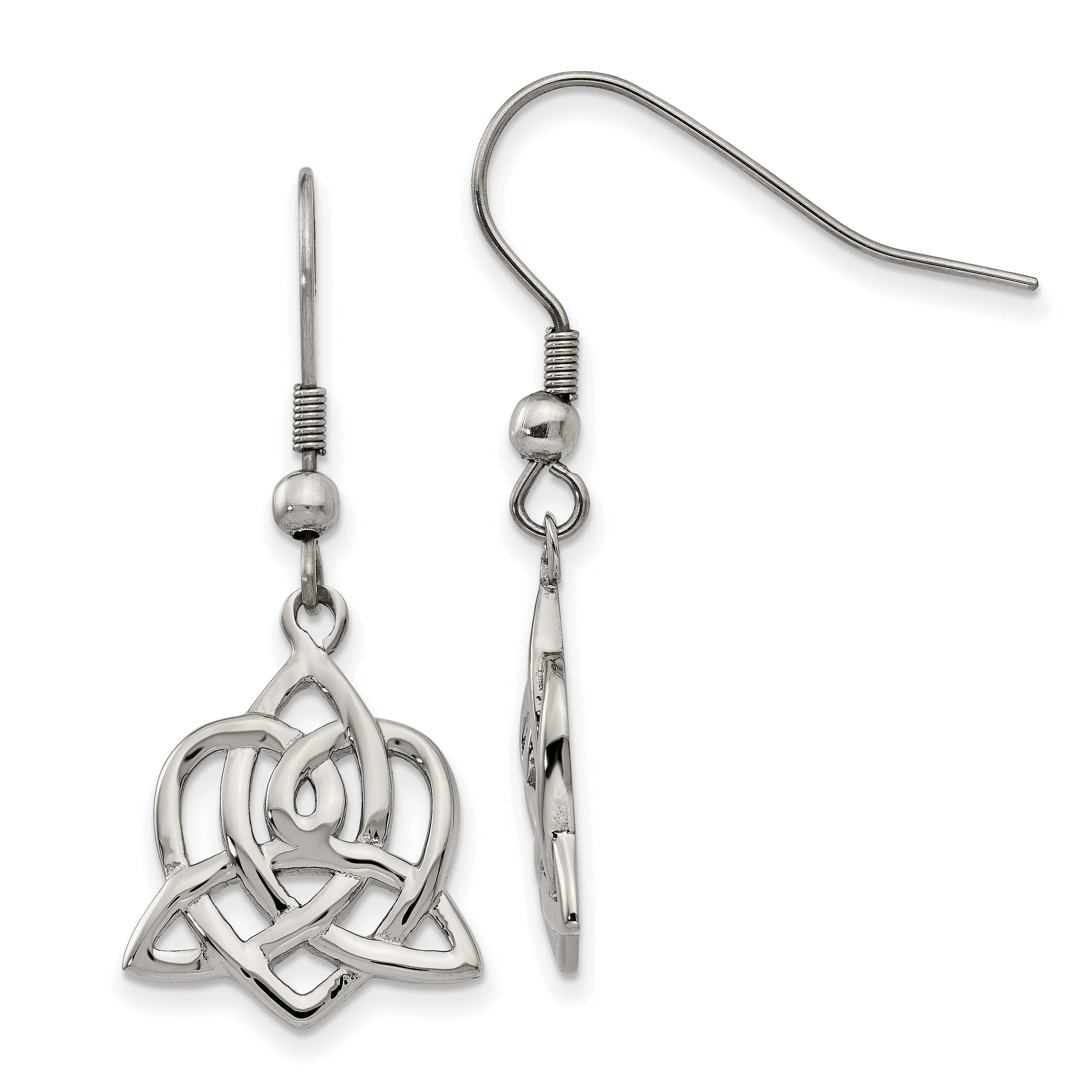 Sophia Jewelers Stainless Steel Heart Trinity Knot Dangle Earrings