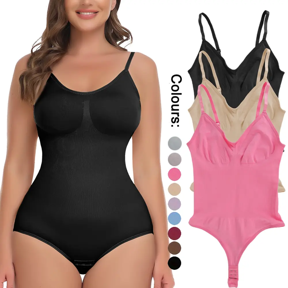 3-Pack Women's Shapewear Bodysuit, Sleeveless Solid Color Tummy Control Top, Lightweight Knit Fabric
