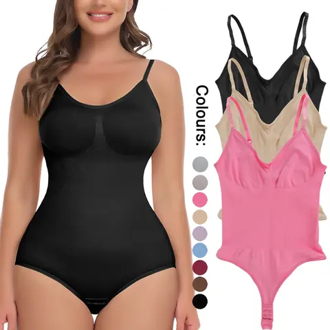 3-Pack Women's Shapewear Bodysuit, Sleeveless Solid Color Tummy Control Top, Lightweight Knit Fabric, Basic, Bodysuit For Women, Lady, Cute