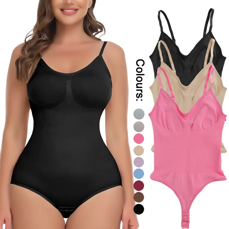 3-Pack Women's Shapewear Bodysuit, Sleeveless Solid Color Tummy Control Top, Lightweight Knit Fabric, Basic, Bodysuit For Women, Lady, Cute