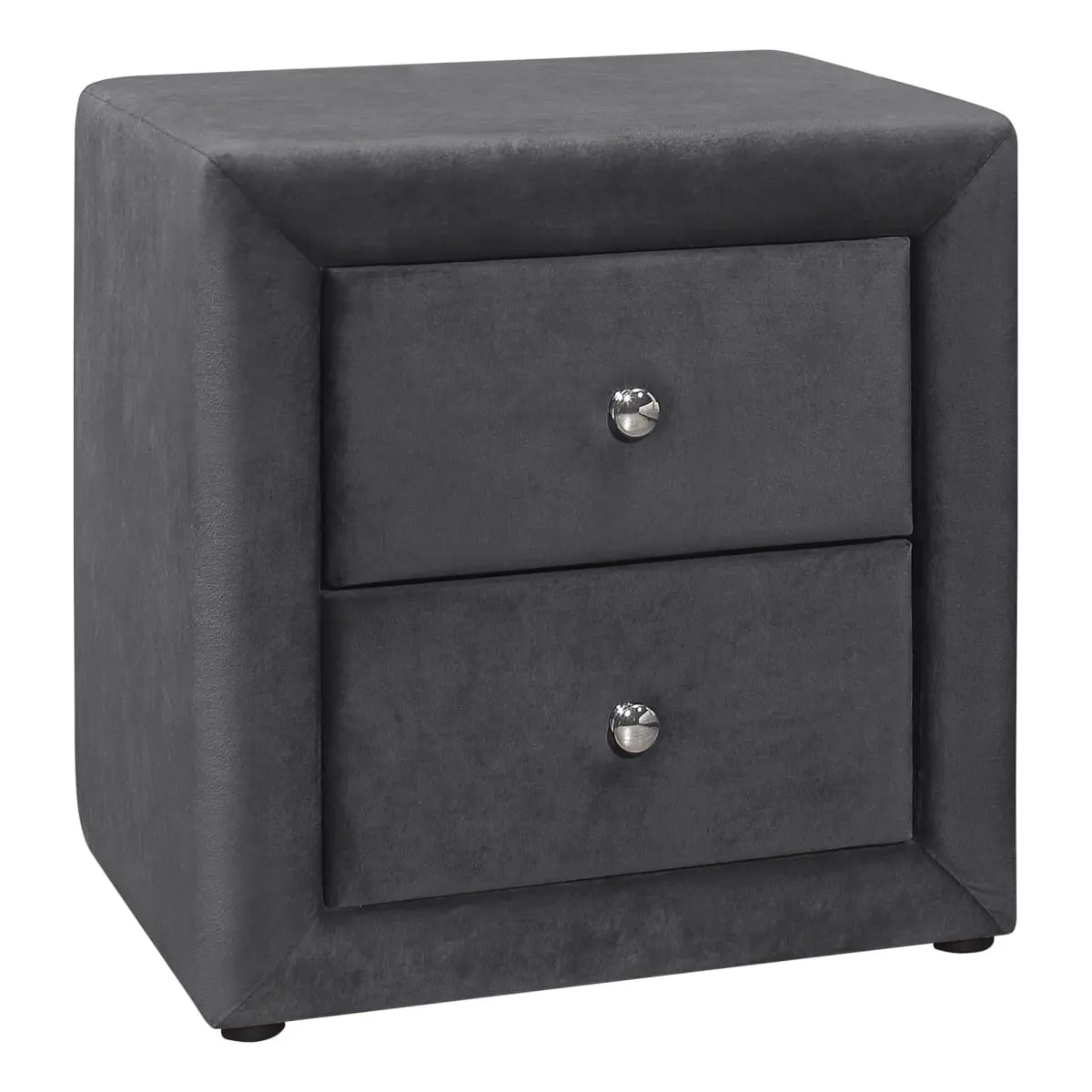 212 MAIN Minimalist Dark Gray Velvet-Top Nightstand Table, 21 in. Rectangular Bedroom Bedside Cabinet with 2 Drawers