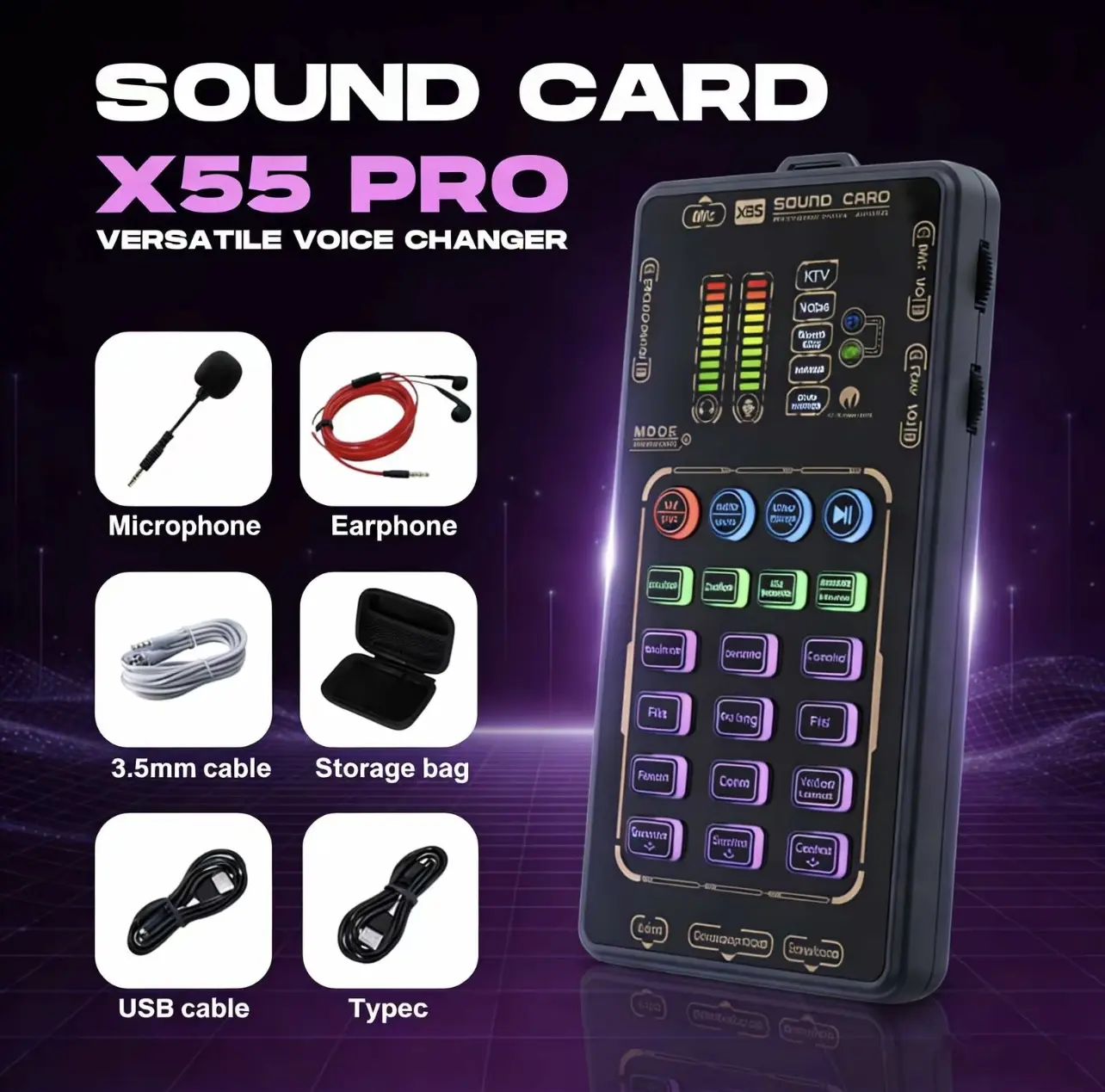 [DealsForYouDays] X55 Pro Wired Compact Handheld Live Streaming Sound Card Kit – Portable Audio Interface with Microphone Input, Compatible with PS5/PC/Android/iPhone Streaming, Unisex Gift, Credit Card Installment Supported