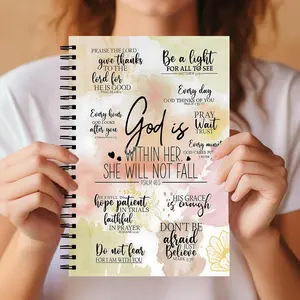 Christian Gifts for Women Spiral Notebook, God Is Within Her She Will Not Fall Journal, Bible Verse Notebooks for School Work, Bible Study Supplies, Notepad