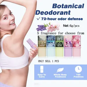 5 Fragrances (6g/each) St.lawrence Multi-Scents Plant-Based Deodorant Stick, Portable Mini, 72hr Sweat Control, Natural Aroma, for All-Day Use