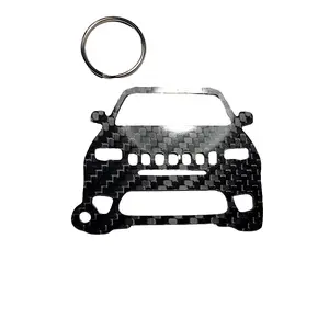 Carbon Fiber keychain for Jeep Grand Cherokee (WK2) SRT Trackhawk 4rd Generation Inspired Keychain Lanyard  front view Glossy Twill
