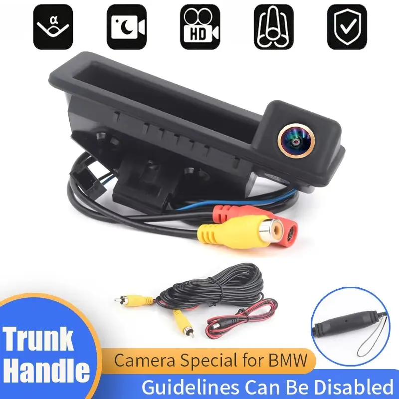 [For BMW Backup Camera] Trunk Handle Rear View Backup Camera | Fisheye Lens with Starlight Night Vision, Wide Angle for X1 X3 E39 E53 E82 E88 & More -Hardwired 12V Power,RCA Output, Vehicle Safety Accessory, Integrated Into Handle, Easy Installation
