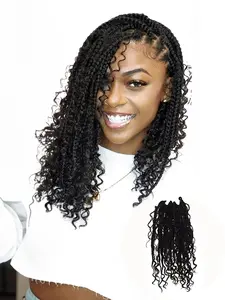 Goddess Locs Crochet Hair River Locs Wavy Crochet With Curly Hair Synthetic Braiding Hair Extension 2X RIVER BRAID