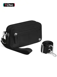 Women's Small Crossbody Bag with Clear ID Window, Wristlet Pouch with Removable Strap, Casual Versatile Mini Coin Purse for Women & Men, Zipper Pocket, Unisex Design Daily Use, Adjustable Strap Bag