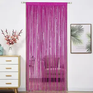 Beaded Curtain Beads Door String Curtains Ideal for Living Room Decor Wall Hanging Fringe Doorway Divider Bedroom Backdrop Hippie Window Closet  Rod Pocket Dense (100x200cm,Rose)